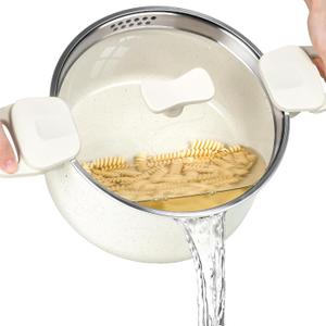 ACTIV CUISINE 8.5qt Pasta Pot with Strainer Lid, Cast Aluminum Stockpot Multipot, Nonstick Ceramic Coating make Cleanup easy with Tempered Glass Lid, Dishwasher Safe, Induction, Black