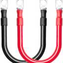 MILAPEAK 2 AWG Battery Cables, 1 Foot 2 Gauge Marine Battery Inverter Cable Set With 3/8" Terminals Lugs (Positive and Negative) for Solar, Rv, Car, Boat, Motorcycle, Automotive (Black and Red)