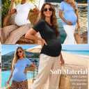 Ficerd 3 Pack Women's Maternity T-Shirts, Short Sleeve Maternity Tops Comfy Crew Neck Side Ruched Pregnancy Clothes (XXL)