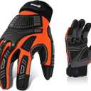 ANDANDA Work Gloves Men Heavy Duty, Anti Impact Work Gloves TPR Anti-Vibration Non-Slip, Touchscreen CapableMechanics Gloves (Large, Black&red)