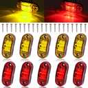 Tnisesm 10Pcs 2.5 Inch LED Trailer Lights 2 Diode Waterproof LED Trailer Side Marker Oval Signal Running Lights for Truck Boat Rv(Amber+Red)