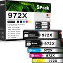 972X Ink Cartridges High Yield Combo Pack (5-Pack, 2Black/1Cyan/1Magenta/1Yellow) Compatible 972X 972 Ink Cartridge Replacement for HP Pagewide MFP P57750DW Pro 452dn 452dw 552dw 477dw 577dw Printer
