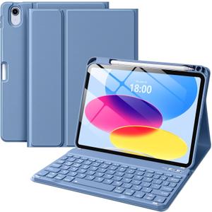 Wenlaty for iPad (A16) 11th/10th Generation Case with Keyboard - Detachable Wireless, Thin & Light Folio Keyboard Cover with Pencil Holder, for iPad 11-inch 11th 2025/10.9-inch 10th 2022, Blue