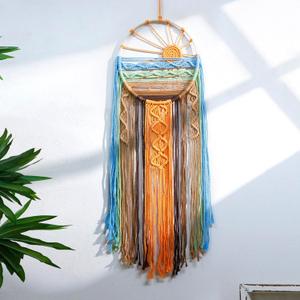 Artilady Sunset Wall Art Dream Catcher - Macrame Wall Hanging Large Dreamcatchers, Hand Woven Boho Tapestry Colorful Sun Wall Decor for Bedroom Nursery Living Room Nursery (Sunset)