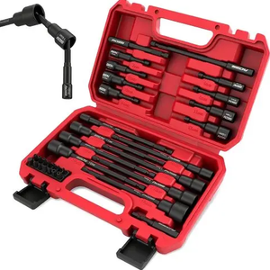 Magnetic Impact Nut Driver Set of 6 SAE Color Coded Nut Setter, 6 Inch Length CR-V Nut Driver Tool Set 1/4 Inch Hex Shank Extra Long Nut Driver Bit Set