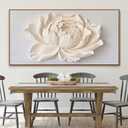 Large Framed Canvas White Flower Wall Art For Living Room 29" X 58"