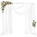Fomcet 8FT x 8FT Backdrop Stand Heavy Duty with Base, White Portable Adjustable Pipe and Drape Backdrop Stand Kit, Square Metal Arch Party Frame for Wedding Birthday Parties Banquet Decorations