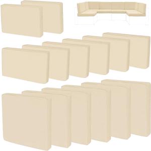 14Pieces Patio Cushion Covers Replacement,Outdoor Couch Cushions Covers Waterproof Furniture Cushion Covers Slipcovers Set with Zippers,Cover Only(Beige, 23.623.63.35 inches)