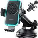 JUSAKA Wireless Car Charger,15W Fast Charging Auto Clamping Phone Holders for Your Car Compatible with iPhone 16/15/14/13, for Samsung Galaxy S24 Ultra S23 S22 S21, S20, S10+ (Black)