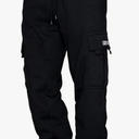 Men's Cargo Sweatpants Casual Fleece Joggers Loose Fit Open Bottom Athletic Pants for Men with Pockets, Size XL, Black