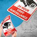 2 PC 24 Hour Video Surveillance Sign, Reflective 7x10 Aluminum Smile You're On Camera Signs Outdoor, Weatherproof Security Camera Warning Signs for Home & Business, UV Protected Rust-Free