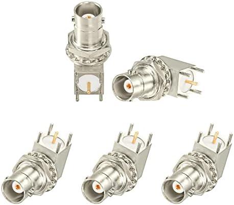 Superbat BNC Connector BNC Female Bulkhead Solder PCB Mount Right Angle Connector for CCTV Systems Monitoring Transceiver etc. Pack of 4