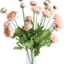 Htmeing 5Pcs Artificial Ranunculus Flower Silk Flowers Persian Buttercup for Home Wedding Decoration Floral Creation Flower Arrangement DIY Project (Champagne)
