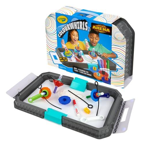 Crayola Colourwhirls Battle Arena Art Game, DIY Gyro Spin Art Toy with 4 Spinning Tops, Kids Battle Game & Creative Art Set, Gifts for Kids, Ages 6+