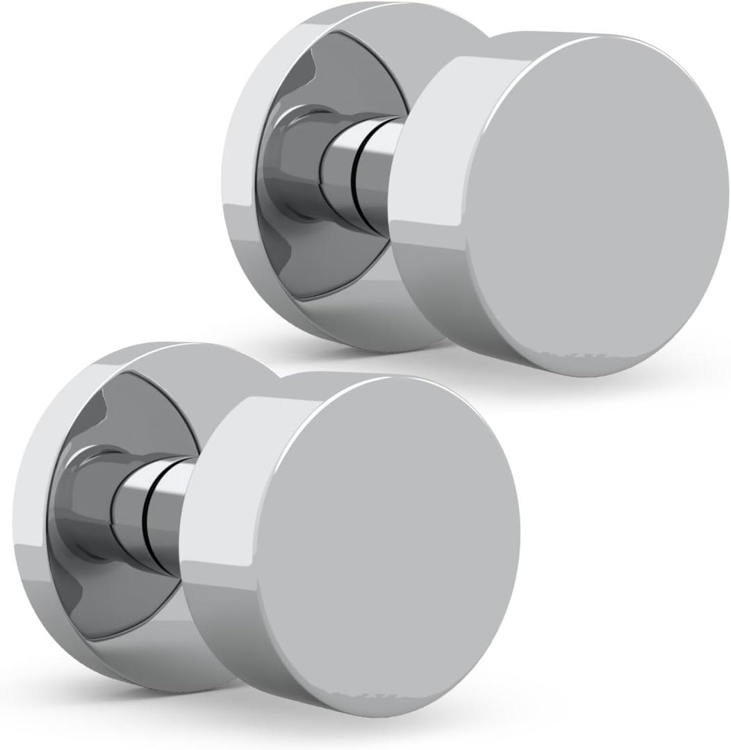 Mega Handles Buena Dummy Door Knob - 2 Pack Heavy Duty Dummy Door Knobs, Non-Turning Silver Door Knobs for French Doors & Closet, Single Side, Fits All Standard Doors - Polished Chrome