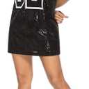 PORRCEY Juniors Short Sleeve Sequin Funny Dress Shirts (Small, 1 Black 2)