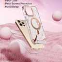 4 x MATEPROX Magnetic Marble Compatible with iPhone 16 Pro Case 6.3'' [2024],Stylish 3D Pattern Protective Phone Cases [Compatible with MagSafe] with Screen Protector Lanyard-Frosted Pink