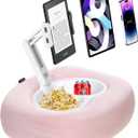 Tablet Pillow Stand for Kindle Reading in Bed, Soft Lap Holder for Phone with Snack Bowl, Hands Free Reading Accessories Compatible with Kindle Kobo iPad iPhone