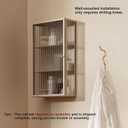 Bathroom Wall Cabinet 14 Inch Over The Toilet Metal Storage Cabinet with Glass Door, Wall Mounted Medicine Cabinet for Bathroom Laundry Room Bedroom (Beige, 23.6x13.8x6IN)