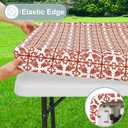 misaya Rectangle Vinyl Table Cloth, Elastic Fitted Flannel Backed Tablecloth, 100% Waterproof Plastic Table Cover Fits 6 Foot Folding Tables for Picnic, Camping, Outdoor (Rusty, 30" x 72")