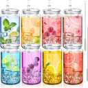 8pack Acrylic Mason Jars Cups with Lids and Straws,16 oz Clear Plastic Cups with Lids and Straws,Ice Coffee Cups,Shatterproof Drinking Tumblers for Smoothies,Cold Brew,Juice,Beer,Coffee,Milk,Tea (8PK)