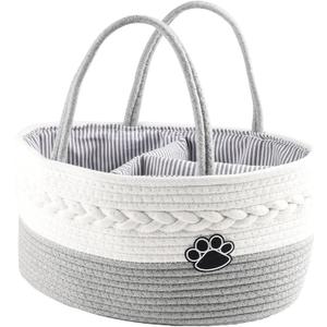 Geyecete pet supply organizer Pet Grooming Tote Dog Grooming Supplies Organizer,Cotton Rope pet Handheld Basket dog Diaper Storage Basket Handbag