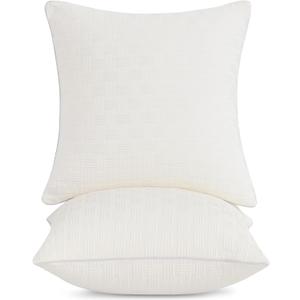 Leeden 18x18 Pillow Inserts Set of 2, Soft and Fluffy Throw Pillow Forms for Couch and Bed, 18 Inch Square Decorative Pillow Inserts, Beige