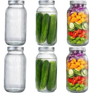WELLIFE 64 OZ Mason Jars, 6 Pack Wide Mouth Mason Jars for Pickling, Canning, Fermenting and Food Storage, Microwave & Dishwasher Safe, medium
