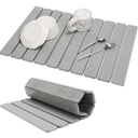 Large Stone Dish Drying Mat for Kitchen Counter, 24"×16", Collapsible Quick Dry Dish Drying Mat, Ultra Absorbent Diatomaceous Earth Mats for Dishes Bottles Cups, Match Any Countertop  Grey