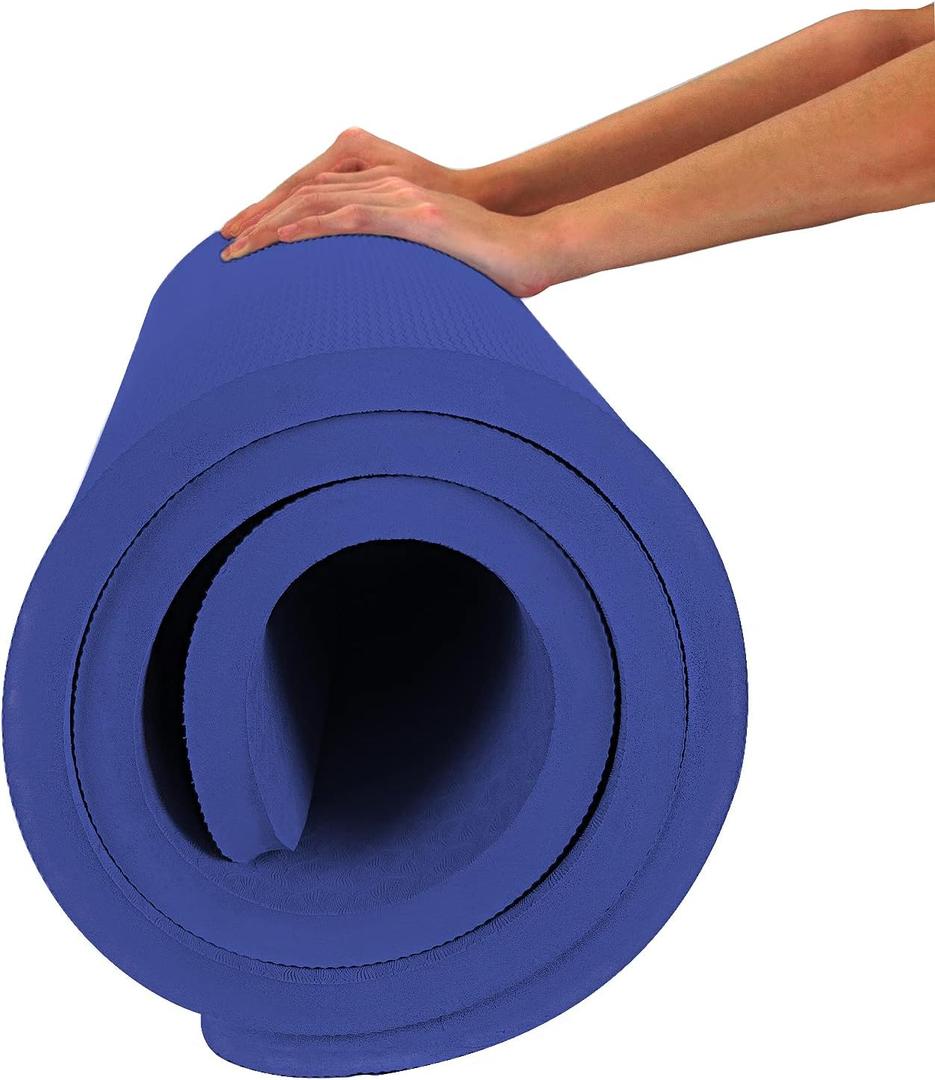 Hatha Yoga 4/5 inch TPE Yoga Mat Fitness & Exercise Mats Large Size 72"L x 32"W Non-Slip Anti-Tear For Women Men, Blue