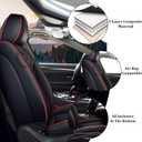 Car Seat Covers Full Set for Honda Civic 2000-2026, Waterproof Nappa Leather Car Seat Cover, Full Coverage Car Seat Covers Sets(5 Seats/Black Red)