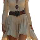 Women's Vintage Short Dress Sexy Strapless Long Sleeve Western Dresses with Adjustable Straps (Large, White)