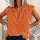2 x Dokotoo Women's Casual V Neck Ruffle Sleeve Summer Tank Tops Shirts (Teal, XL)