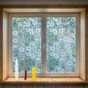 QHY Sunshine Privacy Window Film with Installation Tool Decorative Stained Glass Window Stickers Reusable Window Film (Leafy Daisy, 35.4 x 157.4)