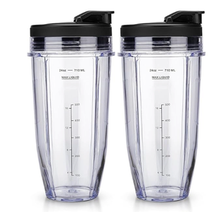 Ninja Blender Cups Replacement 24 oz Cups Kit with Sip & Seal Lids BL450 BL480 BL486 BL487 BL492 BL494 BL642 BL682 NN100 BL2012