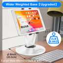 360 Rotating Tablet Stand for POS Kiosk & Desk, Foldable iPad Holder with Phone Organizer Base, Swivel Counter Mount for Retail & Office, Fits iPad Pro 12.9, Air, Mini, All 4-13 Devices