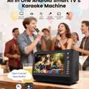 15.6 inch Smart Karaoke Machine for Adults with Lyrics Display, 200W Peak Power,Bluetooth Karaoke Speaker with 2 Microphones,Supports HDMI/USB/AUX Bluetooth Karaoke Machine for Home Party Camping