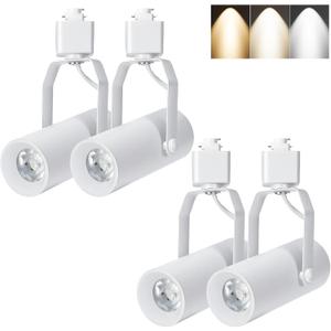 KING SHA 4-Pack H Type LED Track Lighting Heads, 11W Dimmable 1113LM, 3CCT Selectable 2700K/4500K/6500K, CRI 90, Flicker Free, Adjustable Ceiling Spotlights for Kitchen Art Retail, White