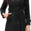 Women's Casual Thicken Wool Blend Stand Collar Single Breasted Pea Coat, XL