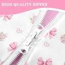 Nesker Full Zipper Bedding, Pink Bowknot Zipper Bedding Sets for Girls, 3pcs All in on one, Princess Flower Kids Comforter Set with Fitted Sheet and 2 Pillowcases
