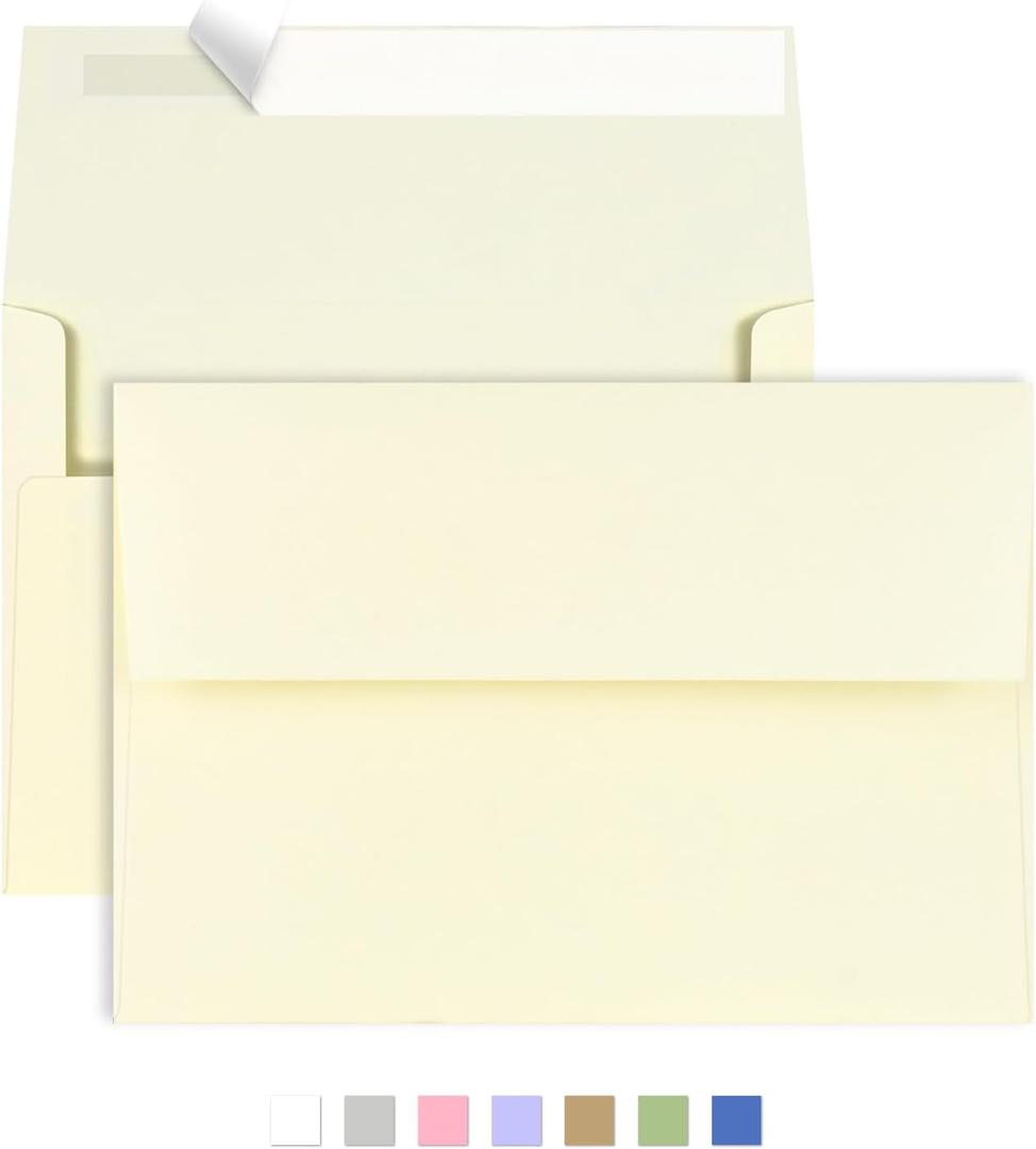 50 Pack A2 Envelopes for Invitations,4.37x5.75 inches,Self Seal,Printable Envelopes for Wedding,Invitation,Baby Shower,for 4x5 Cards (ivory)