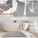 Set of 2 Waffle Bathroom Rugs, Super Absorbent Boho Bath Mats, Non-Slip Shower Mats for Bathroom Floor and Tub, Ultra Soft Waffle Weave Runner Mat, Quick Dry, Light Grey, 17x24+18x30 Inch