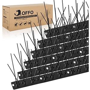 OFFO Black Bird Spikes Pre-Assembled for Pigeons Birds, Cover 10 Feet Durable Bird Spikes with Stainless Steel for Fence Roof Mailbox Window, Only 1