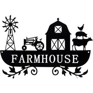 Ferraycle Metal Farmhouse Kitchen Decor Rustic Cow Windmill Sign Farmhouse Wall Plaque Farm Animal Decor for Nursery Country Home Decorations Art
