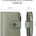Falan Mule Women's Lightweight Genuine Leather Wallet, Includes Card Holders, RFID-Blocking, Lightweight, Photo & ID Holder, Green