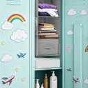 punemi 3-Shelf Hanging Closet Organizer, 2 Pack Closet Hanging Organizer with Drawers, Foldable Hanging Closet Shelves for Rv, Camper, Locker, 22.8" D x 11" W x 11" H, Grey