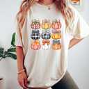 Women's Halloween T-Shirts Pumpkin Graphic Tees Autumn Fall Shirts Loose Casual Short Sleeve Tops (Apricot3, L)