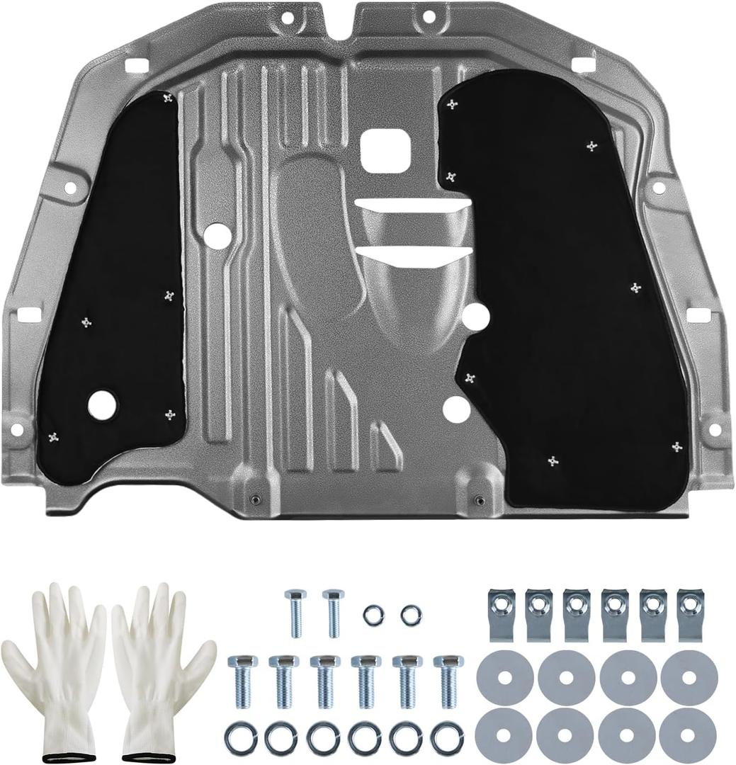 Carbon Steel Engine Splash Shield fit for Honda Civic 2016 2017 2018 2019 2020 2021, Front Engine Case Guard Under Car Shield Cover Replace OEM 74110-TBA-A00, 90674-TY2-A01