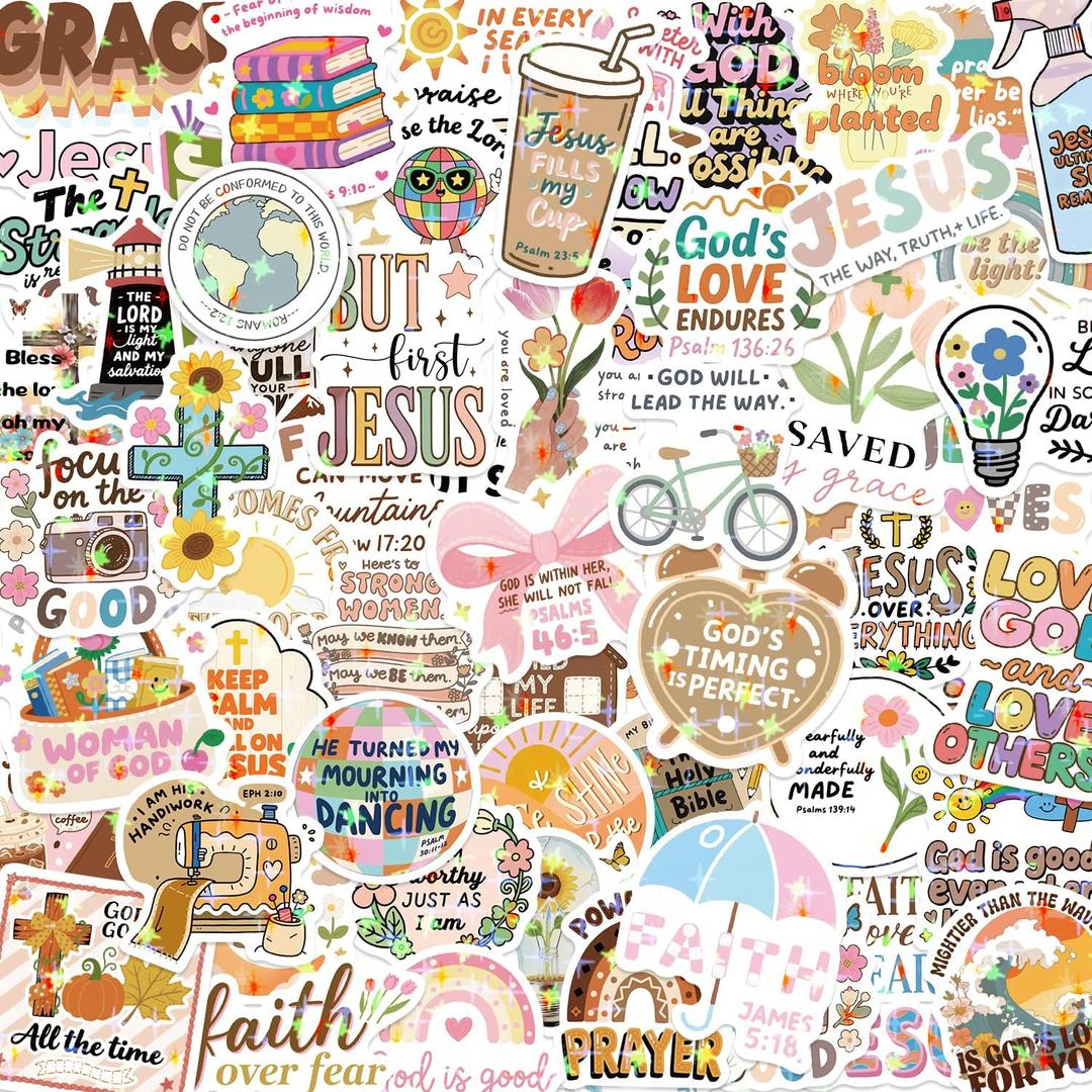 120PCS Christian Bible Verse Stickers, Inspirational Bible Verse Stickers for Water Bottles Boho Religious Faith for Journaling Scrapbook Laptop, Christian Gifts