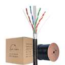 CAT6 1000FT Outdoor Weatherproof Ethernet Cable, 23 AWG, 550MHz, FTP (Shielded) Solid Direct Burial Network Wire